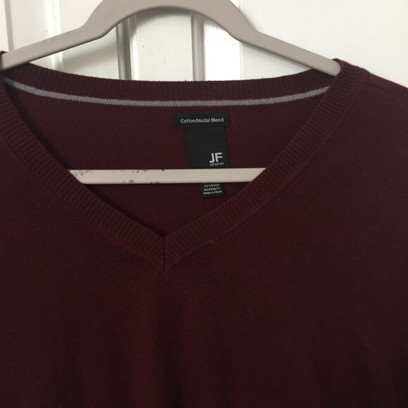 J. Ferrar men's long sleeve burgundy v-neck cotton modal blend sweater size M - Picture 2 of 5